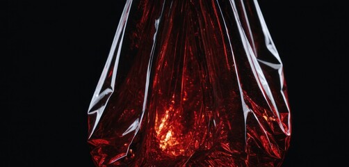 Abstract plastic figures with creases and highlights in red and black colors. For the background.