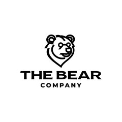 bear simple line icon logo vector design, modern logo pictogram design of grizzly bear mascot