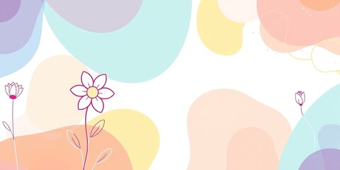 Modern Minimalist Line Flower Illustration on Vibrant Patterned Background