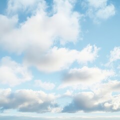 Fototapeta premium Fluffy Clouds Against a Light Blue Sky