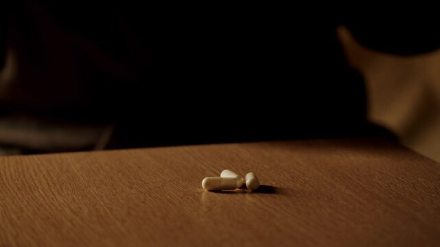 Pills and vitamins macro, Close up view of womans hands holding plenty of different drugs. Painkillers and antibiotics. Healthcare and medicine concept