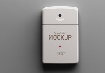 Minimalist Lighter Mockup &ndash; Matte Pocket Size Lighter on Clean Grey Background for Brand Presentation