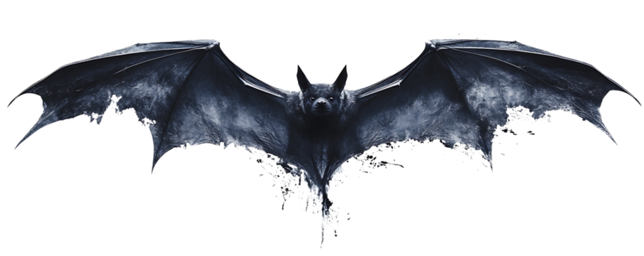 black silhouette of a bat isolated isolated on white background PNG.AI GENERATED