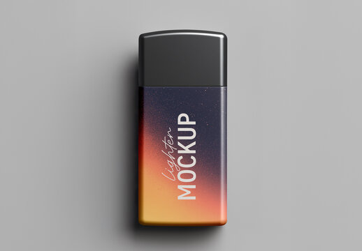 Lighter Mockup with Gradient Label &ndash; Realistic Product Presentation on Grey Background