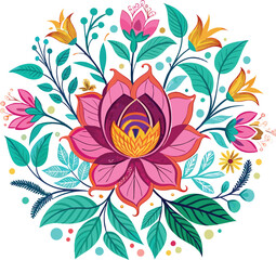 Beauty Floral Pattern Vector Image on White Background.