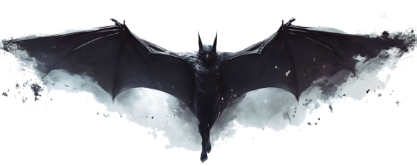 black silhouette of a bat isolated isolated on white background PNG.AI GENERATED