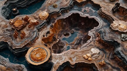 Intricately Designed Fantasy Map Highlighting the Geographic Distribution of Rich Ore Deposits with Whimsical Features
