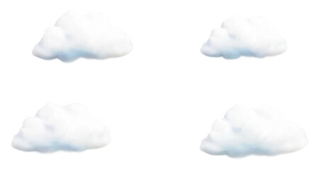 Fluffy clouds on transparent background
