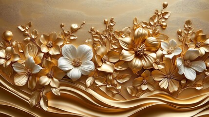 Luxury floral golden 3D artwork design