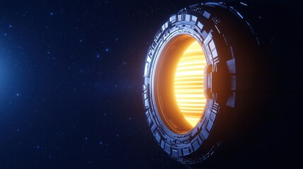 Futuristic Space Engine with Bright Core in Cosmic Environment