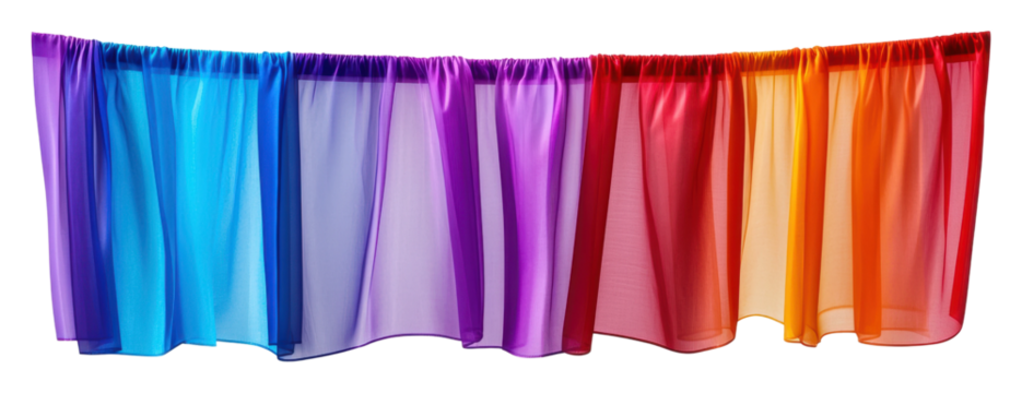 Colorful translucent fabric draped on a line