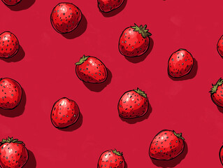 Strawberry illustration seamless pattern