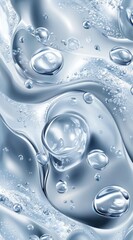 Abstract Liquid Texture, Rippled Gel, Bubbles, Light Blue