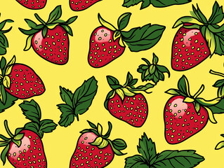 Strawberry illustration seamless pattern