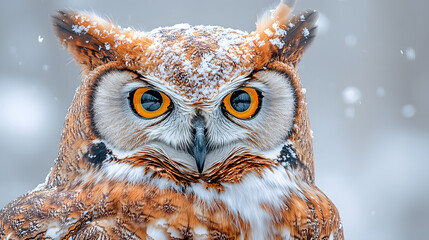 great horned owl in winter
