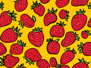 Strawberry illustration seamless pattern