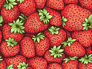 Strawberry illustration seamless pattern
