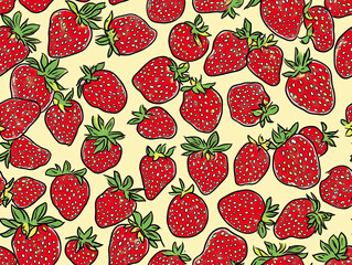 Strawberry illustration seamless pattern