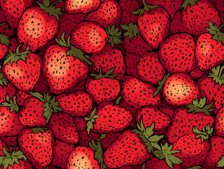 Strawberry illustration seamless pattern