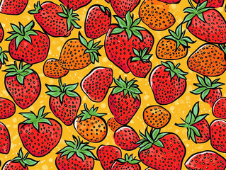 Strawberry illustration seamless pattern