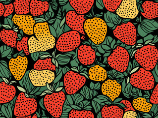 Strawberry illustration seamless pattern