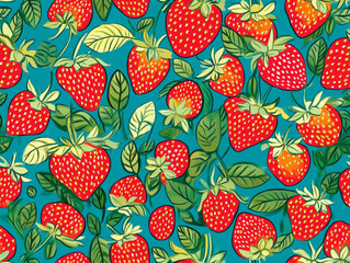 Strawberry illustration seamless pattern