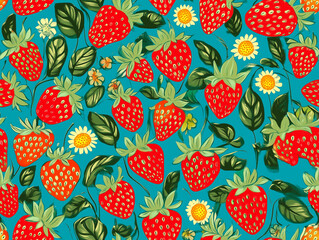 Strawberry illustration seamless pattern