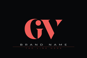 Abstract letter GV minimal logo design template. This minimal logo design is the process of creating a visual symbol that represents a brand, company, or individual.