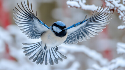 blue tit in snow