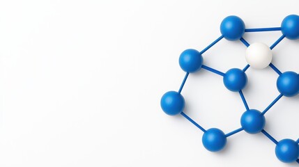 Blue and White Molecular Structure on White Background for Science