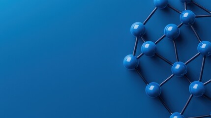 Abstract molecular structure on blue background with connections