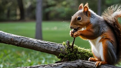 A view of a squirrel sitting on a tree