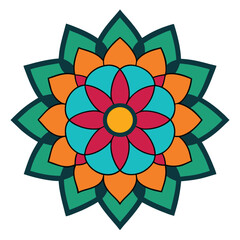 color hand drawn mandala on white background