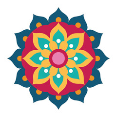 color mandala design vector art illustration on white background