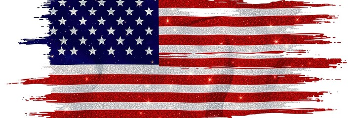Fototapeta premium Neon Radiance: American Flag Memorial Day Celebration