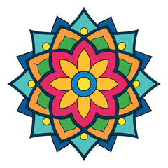 color mandala design vector art illustration on white background
