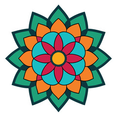 color mandala design vector art illustration on white background