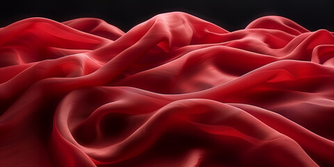 red silk background. Abstract flowing red curves and dynamic motion. A luxurious texture perfect for design, fashion, and artistic backgrounds
