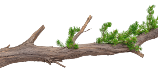 Green foliage branch on transparent bg