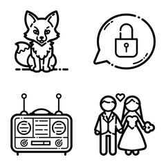 Essential Flat Icon Set Isolated On White Background