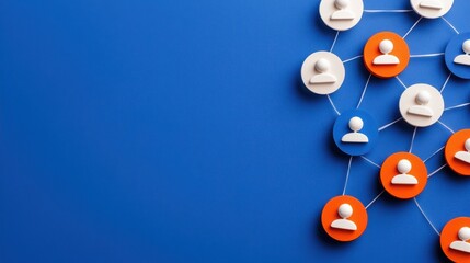 Network Connections and Collaboration Concept on Blue Background