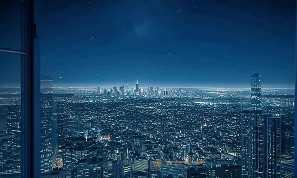 view from the window in the moonlight new york