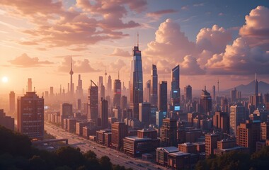 Naklejka premium Digital Network and Future City Systems: AI, Cloud Computing, Cybersecurity, and Data Transformation