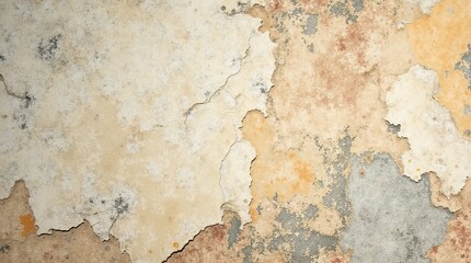 Close-Up Texture of Weathered Wall With Peeling Paint Surface Details