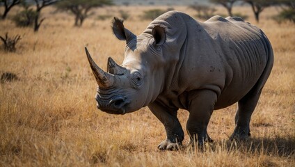 Fototapeta premium View of a rhino in the African savannah