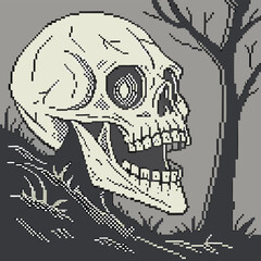 Adobe Illustrator Artwork spooky-skull-pixel-art.