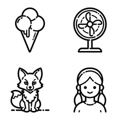 Essential Flat Icon Set Isolated On White Background