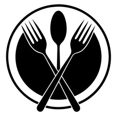 Fork and Spoon Icon Silhouette Vector Art Illustration Design