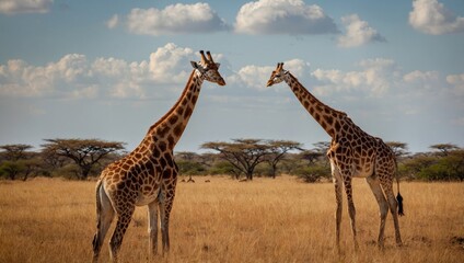 Obraz premium View of giraffes in the African savannah