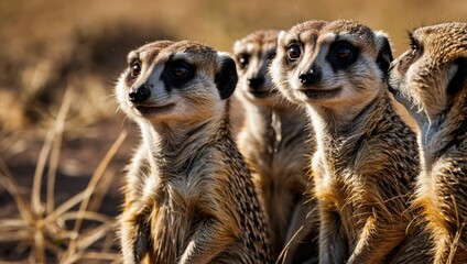 Fototapeta premium View of meerkats in the African savannah